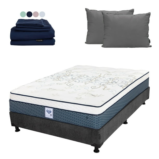 Colchón Matrimonial Cantabria Spring Air + Box + Almohadas 2Pack + Sábanas Softy