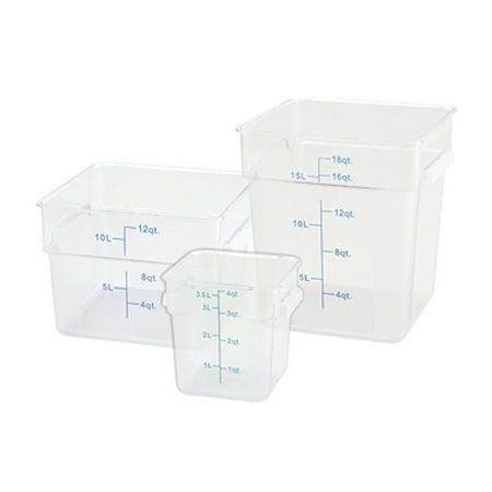 Winco PTSC-8 Storage Container, 8 Qt, 8.86" X 9.06", Square, W/ Graduation Markings In Liters &