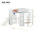 thumbnail image 2 of Harper & Bright Designs Full Size Metal Loft Bed with Built-in Desk and Wardrobe, Heavy Duty Loft Bed with Slide and Staircase & Basketball Hoop, White, 2 of 13