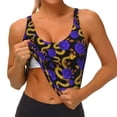 thumbnail image 3 of Picia Golden Snake And Purple Rose Sports Bra for Women,Padded Strappy Sports Bras Medium Support Yoga Bra with Removable Cups,Running Yoga Bra-, 3 of 9