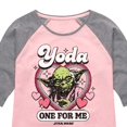 thumbnail image 3 of Star Wars - Valentine Yoda One For Me - Toddler And Youth Girls Shirt Tail Raglan, 3 of 5