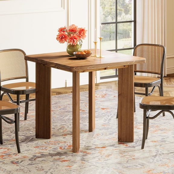 Finmind Solid Wood Square Kitchen Table for 4, 31.5" Farmhouse Small Dining Table with Sturdy Legs for Dinner