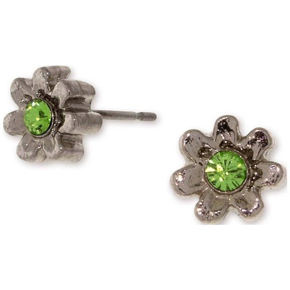 1928 Jewelry Light Green Crystal Tiny Flower Stud Earrings