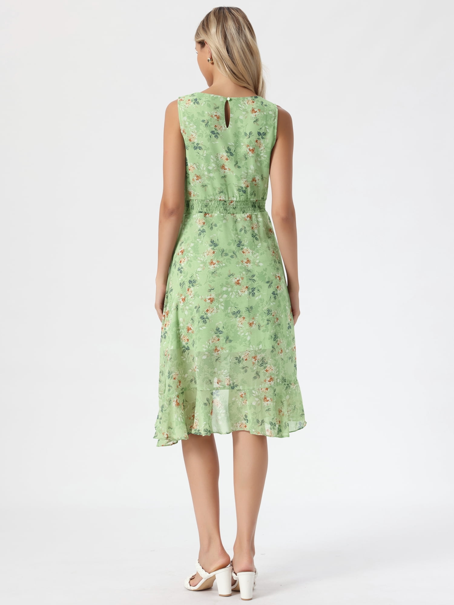 DARING DIVA Women's Summer Wrap Round Neck Keyhole Back Dresses XL Green