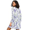 thumbnail image 2 of FORMRS Womens Long Sleeve Nightgowns Crew Neck Sleep Shirt Soft Pajamas Sizes S-3XL, Watercolor Lavender Pattern, 2 of 8