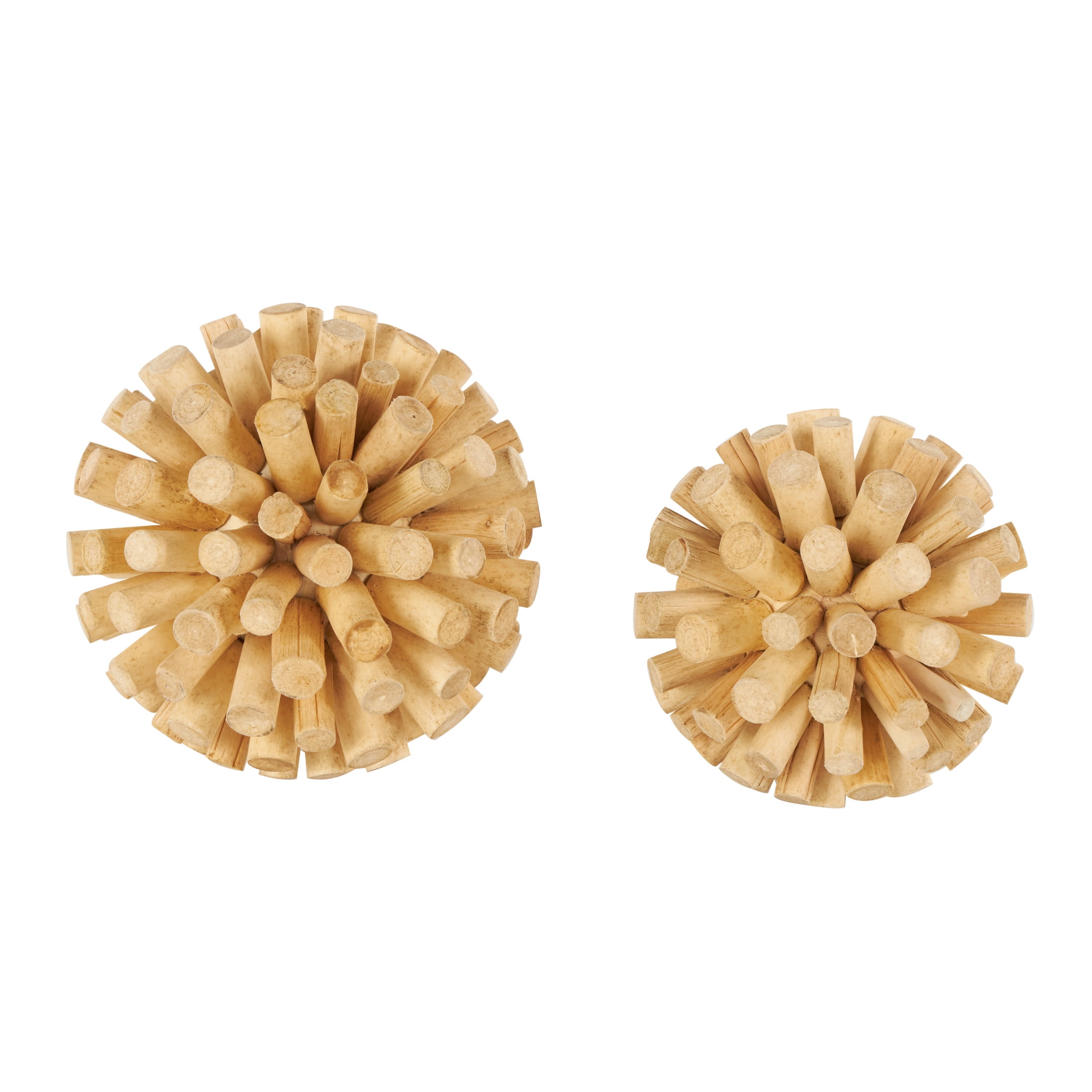 DecMode Brown 7" Handmade Tree Trunk Inspired Wood Orbs & Vase Filler (2 Count)