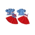 thumbnail image 2 of BemeyourBBs Toddler Little Girl Spring Summer Dress and Cardigan Sets Baby Girls 4th of July Outfit Striped and Stars Printed Sleeveless Tutu Dress Puff Short Sleeve Polka Dot Coat Set, 2 of 9