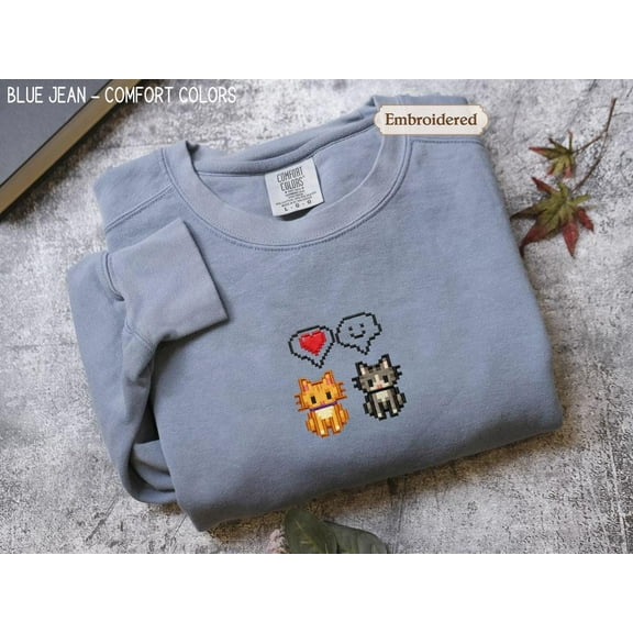 EMBROIDERED Stardew Valley Cat Sweatshirt, Perfect Gift for Gamers, Stand out with Gaming-inspired Fashion, Cozy & Cute Gaming Attire