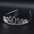 thumbnail image 4 of Cumpleaños Crystal Rhinestone Tiara Queen Crowns Fiesta de baile Diadema Peines Pin para el favor de la fiesta de cumpleaños número 40 de las mujeres, 4 of 5