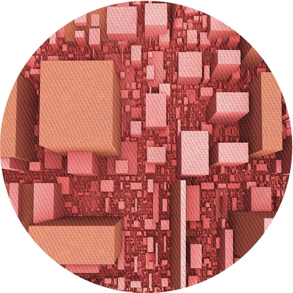 Ahgly Company Machine Washable Indoor Round Transitional Red Area Rugs, 5' Round