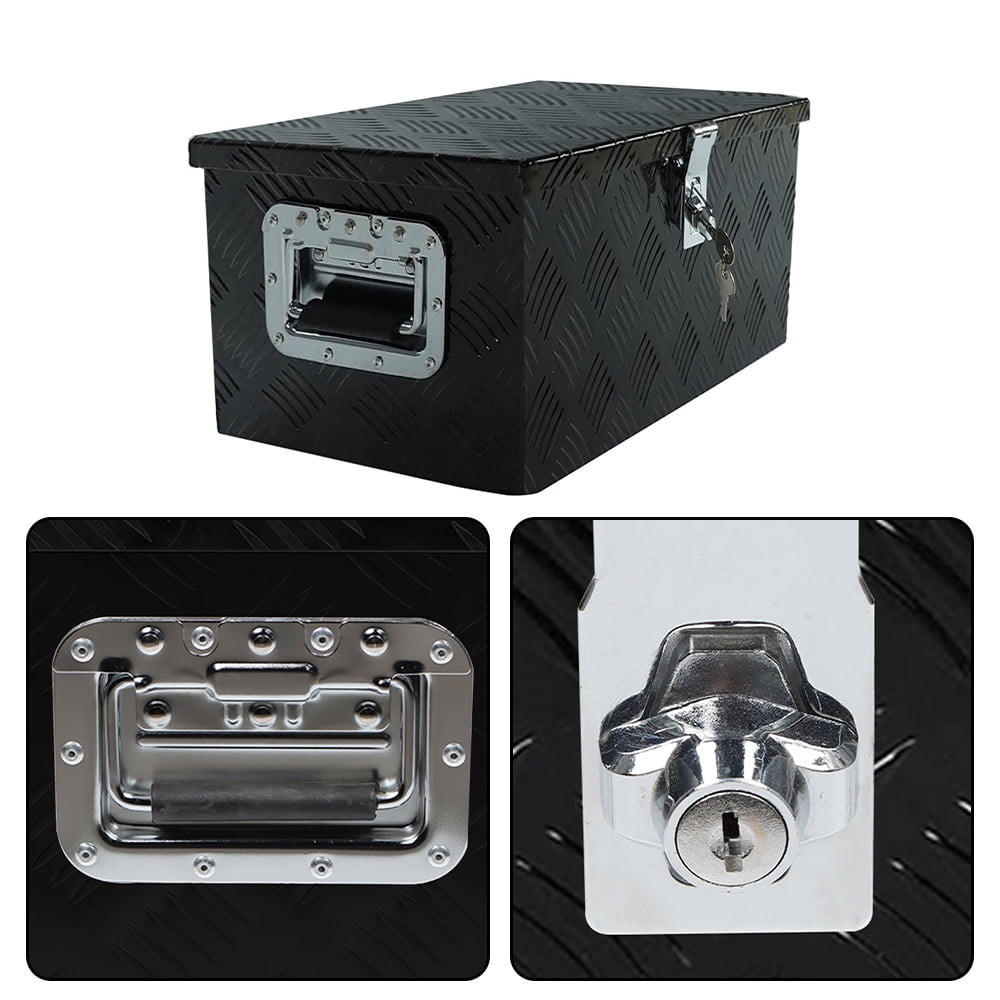 SEBLAFF Black Aluminum Tool Box 20 Inch for Car Pickup Trunk Storage with Lock & 2 Keys