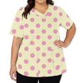 thumbnail image 3 of Scrubs For Women Polka Dot Scrub Top Short Sleeve V Neck With 2 Pockets Cozy Trendy Workwear Uniform Tops Yellow 2XL, 3 of 5