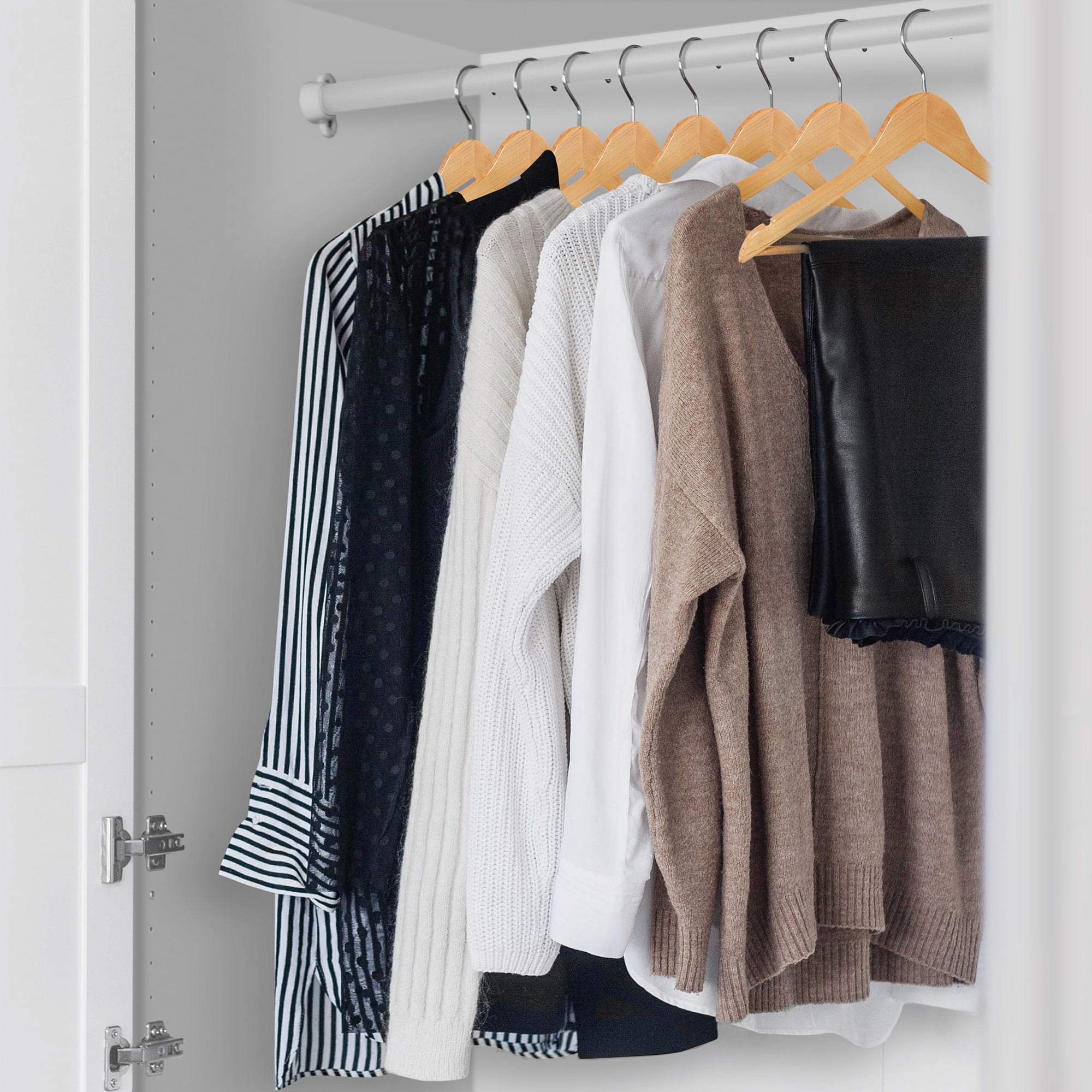 Casafield 40 Wooden Suit Hangers, Natural - Non-Slip Pant Bar & Swivel Hook
