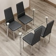 thumbnail image 4 of LUFTUT 5-Piece Kitchen Table and Chairs Set for 4, 51" Glass Dining Table with Chrome Legs, 4 Black PU Leather Dining Chairs, Space-Saving for Apartment & Breakfast Nook, Easy Assembly, 4 of 10
