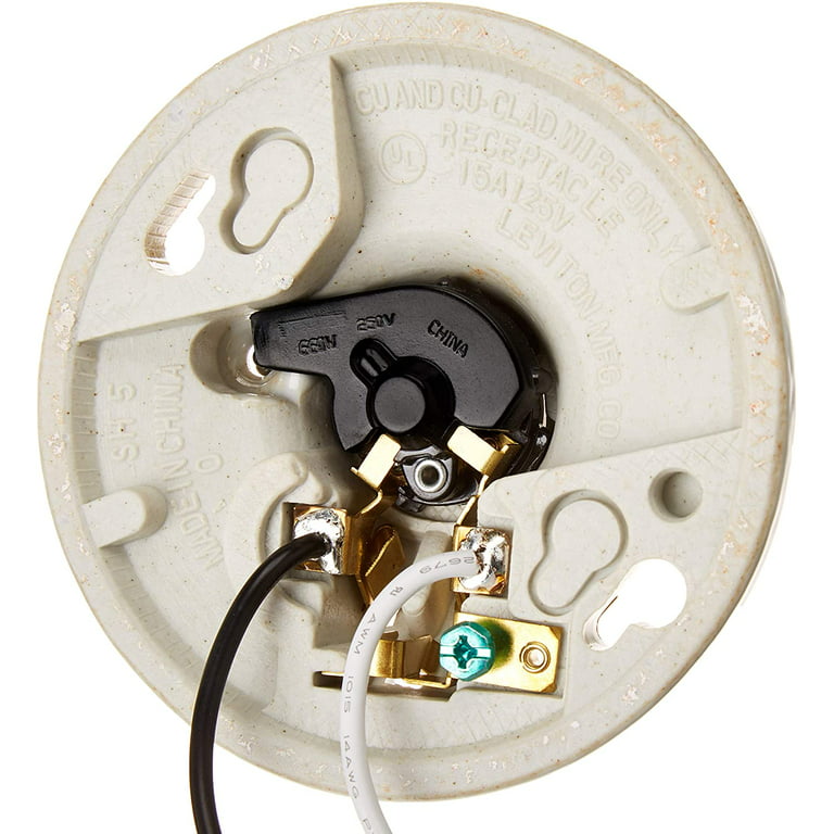Leviton 2-Outlet White Socket with Pull Chain R52-01406-00W - The