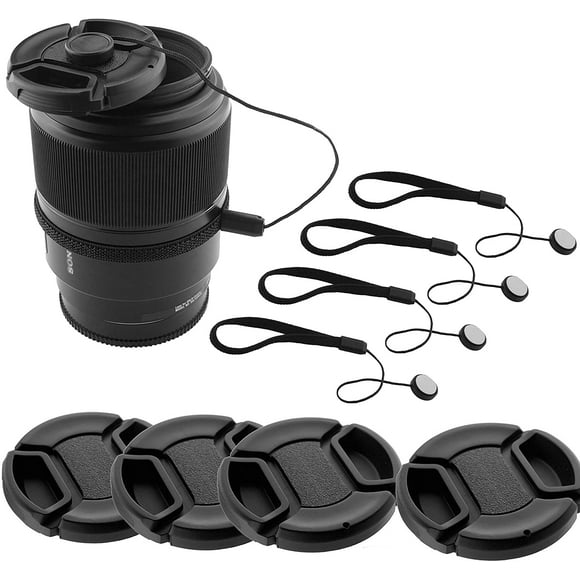 58mm Lens Cap Bundle - 4 Snap-on Lens Caps for DSLR Cameras - 4 Lens Cap Keepers - Microfiber Cloth Included -