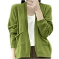 thumbnail image 2 of Soft Cardigans for Women 2024 Fall Winter Basic Long Sleeve Knit Open Front Sweaters Cardigan Green XL, 2 of 4