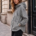 thumbnail image 2 of FDGIU Women Gingham Zip Up Jacket Collared Long Sleeve Drawstring Hem Casual Plaid Outerwear, Fall Lightweight Checkered Bomber Style Coat, 2 of 6