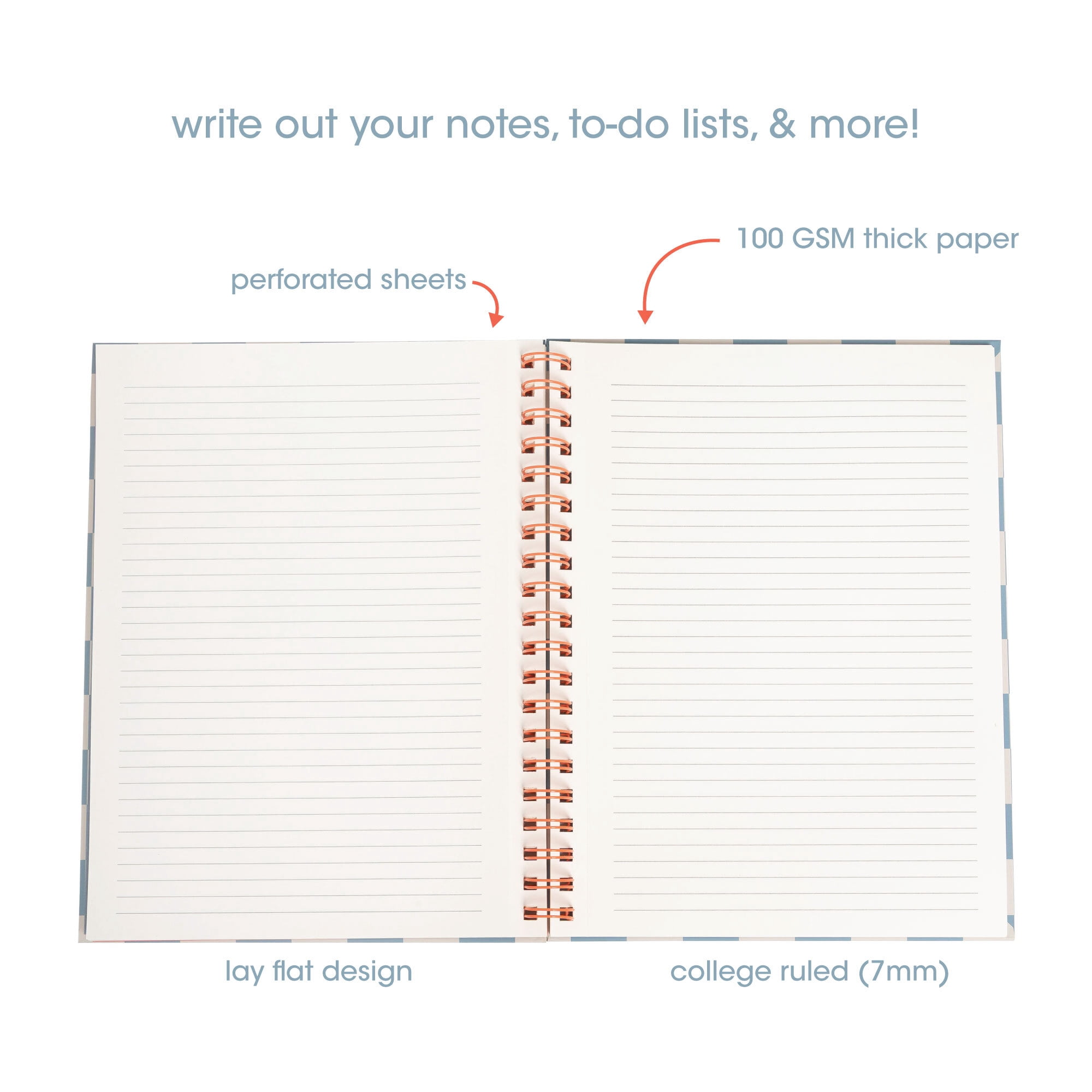 Pearhead Flower Checkered Spiral Notebook, College Ruled, 8 x 10.5