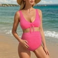 thumbnail image 2 of larppty Maternity Bikini Swimsuit for Women High Waisted Two-Piece Bathing Suit Pregnancy Swimwear (Pink, M), 2 of 9