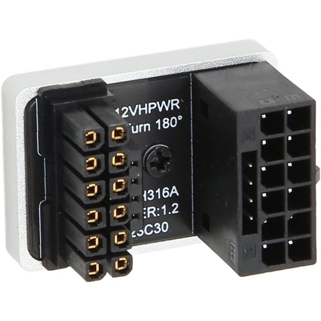 HELIAHO GPU PCIe 5.0 Connector, 600W 12V 180 Degree Angle HPWR ATX3.0 Power Adapter Board, 16P to 16P Male to Female GPU Power Supply for Desktop Graphics Card (PH316 Silver) CJ911-11876