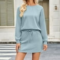thumbnail image 3 of Drses‌‌ ‌‌‌‌‌‌‌‌‌‌‌‌‌‌‌‌‌‌‌‌‌‌‌‌‌‌‌‌Women's 2 Piece Lounge Set - Long Sleeve Crew Neck Pullover & Mini Skirt Casual Tracksuit for Fall, 3 of 7