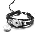 thumbnail image 2 of Sicilian Trinacria Charm Bracelet - Three-legged Woman w/ Glass Dome Multi-Layer PU Leather Wristband - Black, 2 of 2