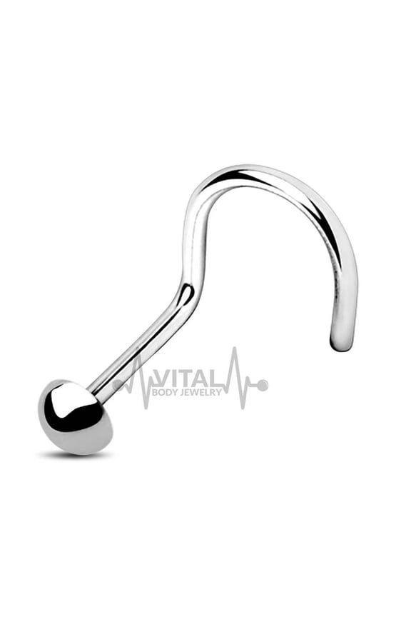 Titanium Corkscrew Bend Nose Stud In Ball, Dome Or Spike