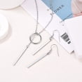 thumbnail image 6 of Silvora Silver Lariat Necklaces Earrings Set for Women Drop Bar Pendant Y-Necklaces Adjustable Long Chain with Vertical Bar Earrings Elegant Jewelry Gifts for Granddaughter Sister Christmas, 6 of 7