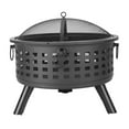 thumbnail image 3 of Fire Pit for Outside, 26" Outdoor Round Metal Fire Pit, Wood Burning BBQ Grill Fire Pit Bowl with Spark Screen, Poker, Backyard Patio Garden Bonfire Fire Pit for Camping, Heating, Picnic, L6239, 3 of 10