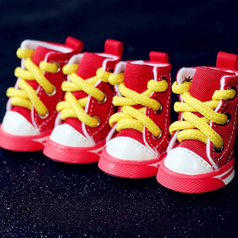 4 Pcs Anti Slip Cavas Pet Dog Cat Shoes Paw Protectors Breathable Dog