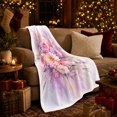 thumbnail image 3 of Pastel Rose Dahlia and Lavender Watercolor Bouquet, Soft Botanical Floral Art for Flower Lovers, Birthday Gift, Soft Flannel Blanket for Bedroom, Floral Home Decor, 3 of 9
