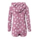 thumbnail image 4 of Mono cálido con capucha y orejas para mujer, estampado de manga larga, pantalones cortos, mono corto con cremallera, bolsillo, ropa de dormir, ropa de casa, tops de poliéster para mujer, 4 of 5
