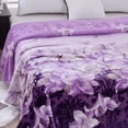 thumbnail image 3 of Lightweight Plush Fleece Super Soft Warm Cozy Throw Sofa Bed Couch Blanket (King Size 79 x 91"Light Purple Floral), 3 of 4