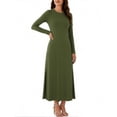 thumbnail image 5 of LIaqionyy Women's Maxi Dress Long Sleeve Casual Solid Color Crew Neck Split Side Summer Dresses Clothes, 5 of 8