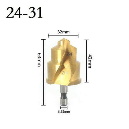 

RAINB Spiral Countersink Drill Bit 1/4 Hex Hss Center Punch Tool Water Pipe Expansion 24-31