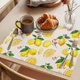 thumbnail image 3 of Yellow Lemons Placemats Set of 6 Farmhouse Summer Botanical Leaves Flowers Place Mats Indoor Wipeable Table Mats Washable Cloth Dining Table Placemats for Kitchen Holiday Party Home Decor 13x19 Inch, 3 of 9