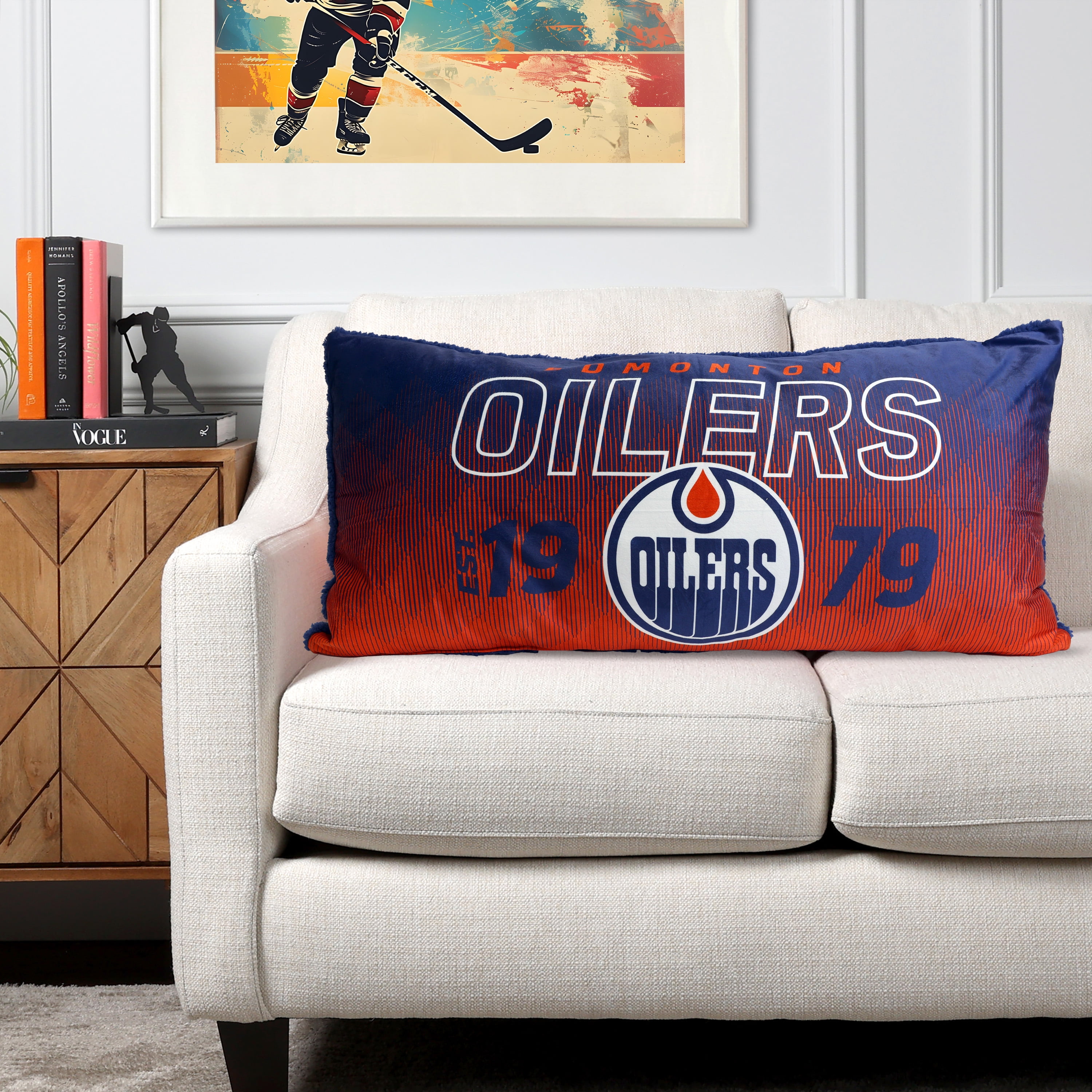 Oreiller de corps des Edmonton Oilers de la LNH 18po x 36po COUSSIN DE CORPS EDMONTON OILERS