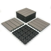 RevTime Easy DIY Wood-Plastic Deck Tiles 12" x 12" x 3/4, Gray (9 Pcs)