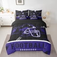 thumbnail image 2 of jejeloiu Football Game Gaming 7-Piece Twin Bedding Sets,Purple Black Helmet Bedding Comforter Set For Ball Lover Reversible, 2 of 8