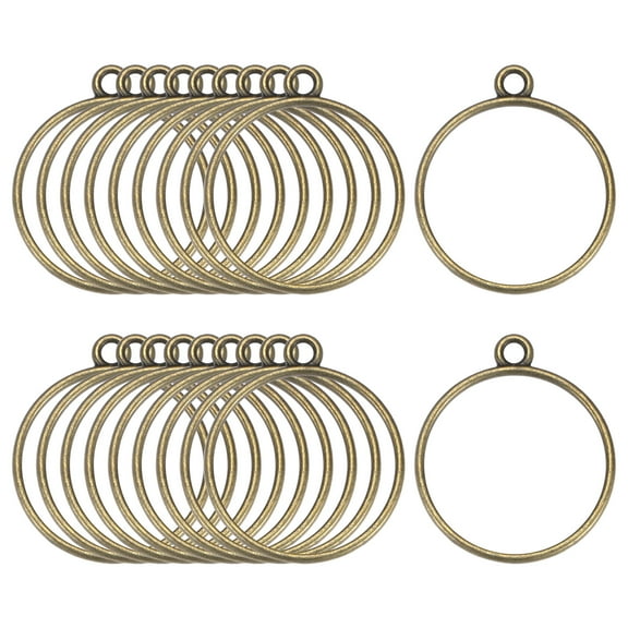 20-Pack Open Bezels for Resin, Round Open Back Bezel Pendants for Resin Jewelry Making/DIY Earrings Necklace, Alloy Hollow Frame Pendants [Bronze Tone]