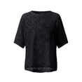 thumbnail image 5 of Lumistal Women's Mesh Top Round Neck Short Sleeve Lace Shirt for Women See Through T Shirt Party Club Night Lace Blouse Summer Music Festival Outfit Black L, 5 of 5