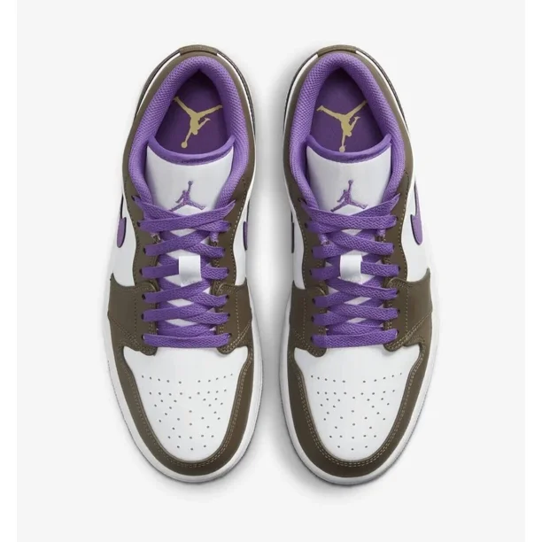 Ni - ke Air Jordan 1 Low Palomino / Wild Berry-White New 553558-215 100% Auth