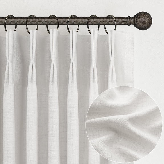 Off Beige White Farmhouse Kitchen Sheer Curtains 45 Inch Length 2 Panels  Cute Memory Trained Pinch Pleated Linen Semi Through Mini Drapes 40 X 45 Inches Short Light Filtering Curtain For Laundry Roo