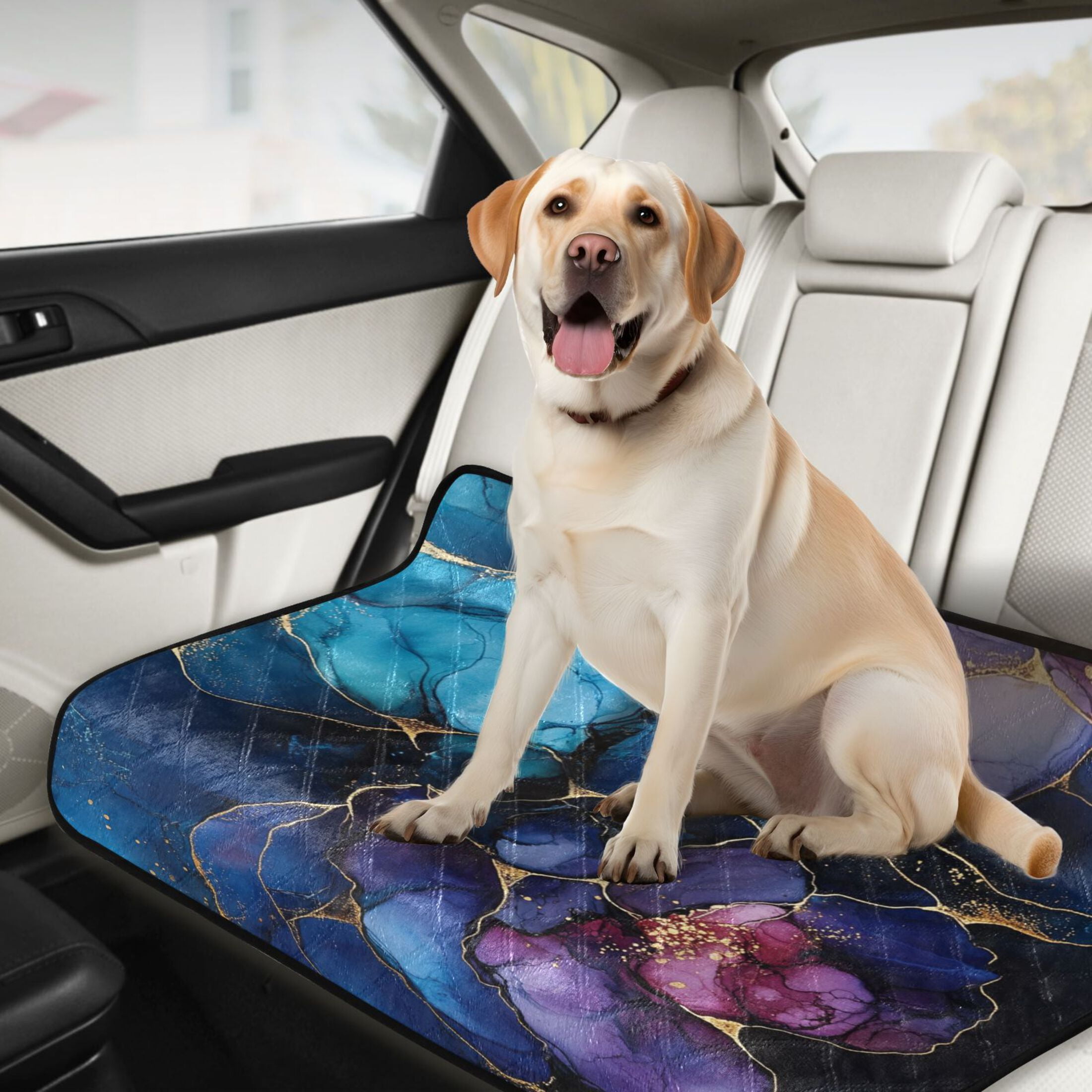 Qxltty Gilt Blue Marbles Cat litter Pads Pet Set of 2 Diaper Mats Center Anti-leakage Layer Absorbent Soft and Comfortable