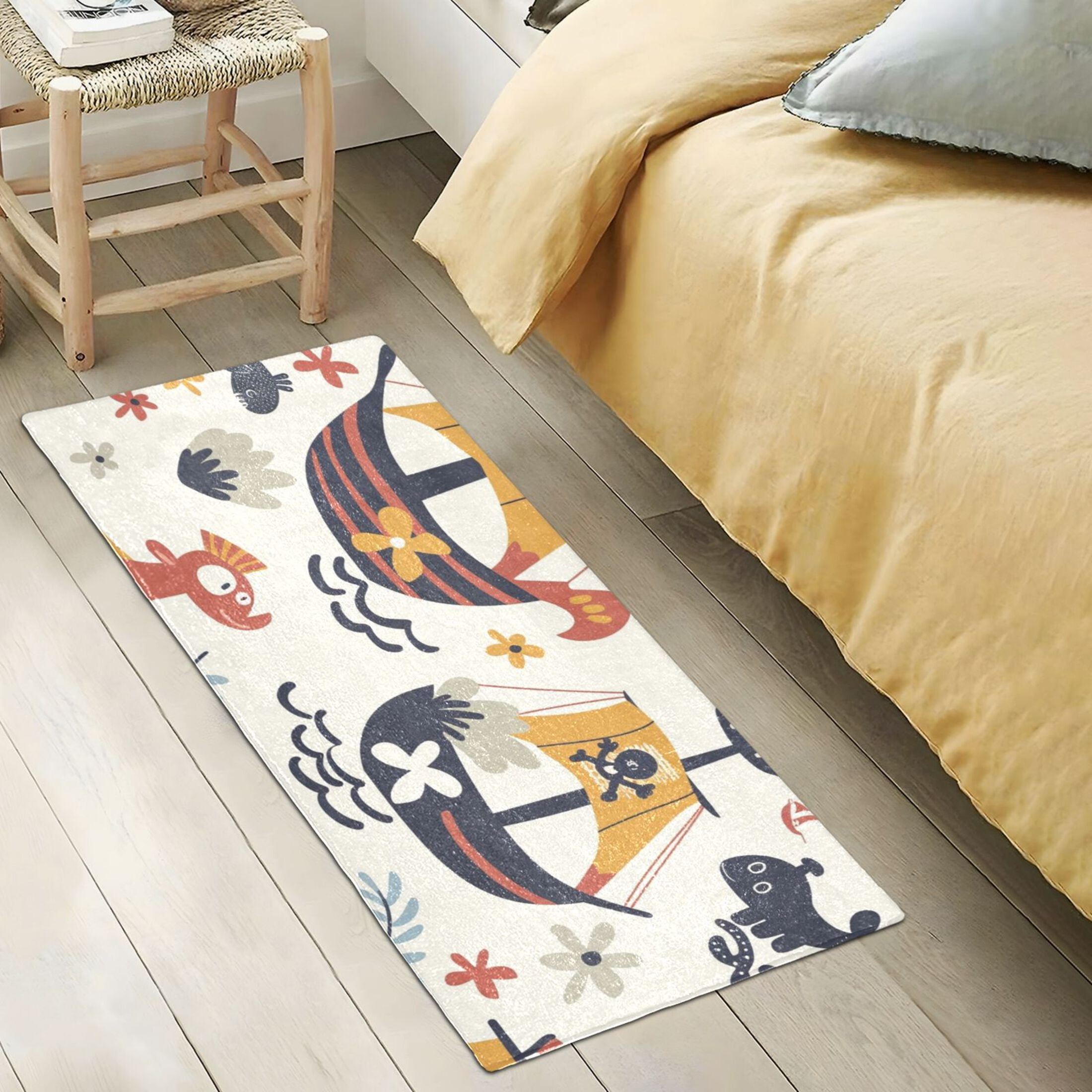 Bath Mat Soft Plush Non-Slip Absorbent Bathroom Rugs 39"x20" Corsair Flower Animal Leaf