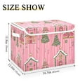 thumbnail image 5 of Yayeee Collapsible Cube Storage Bin with Lid Fabric Closet Decorative Basket with Handles, Pink Gingerbread House, 5 of 7