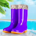 thumbnail image 2 of Puntoco Women's Knee High Waterproof Rain Boots, Thick Non-Slip Sole Mid Heel Tall Rubber rain boots, Tall Rain Boots for Outdoor Garden Purple 8.5, 2 of 5