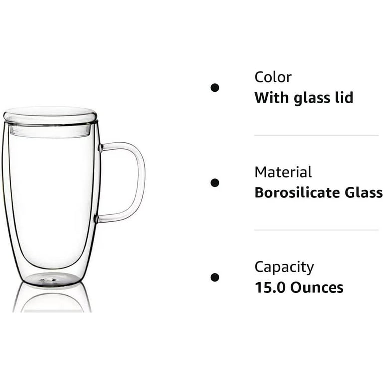 15oz/450ml Glass Coffee Mugs Clear Coffee Cups with Handles perfect for  Latte, Cappuccino, Espresso …See more 15oz/450ml Glass Coffee Mugs Clear
