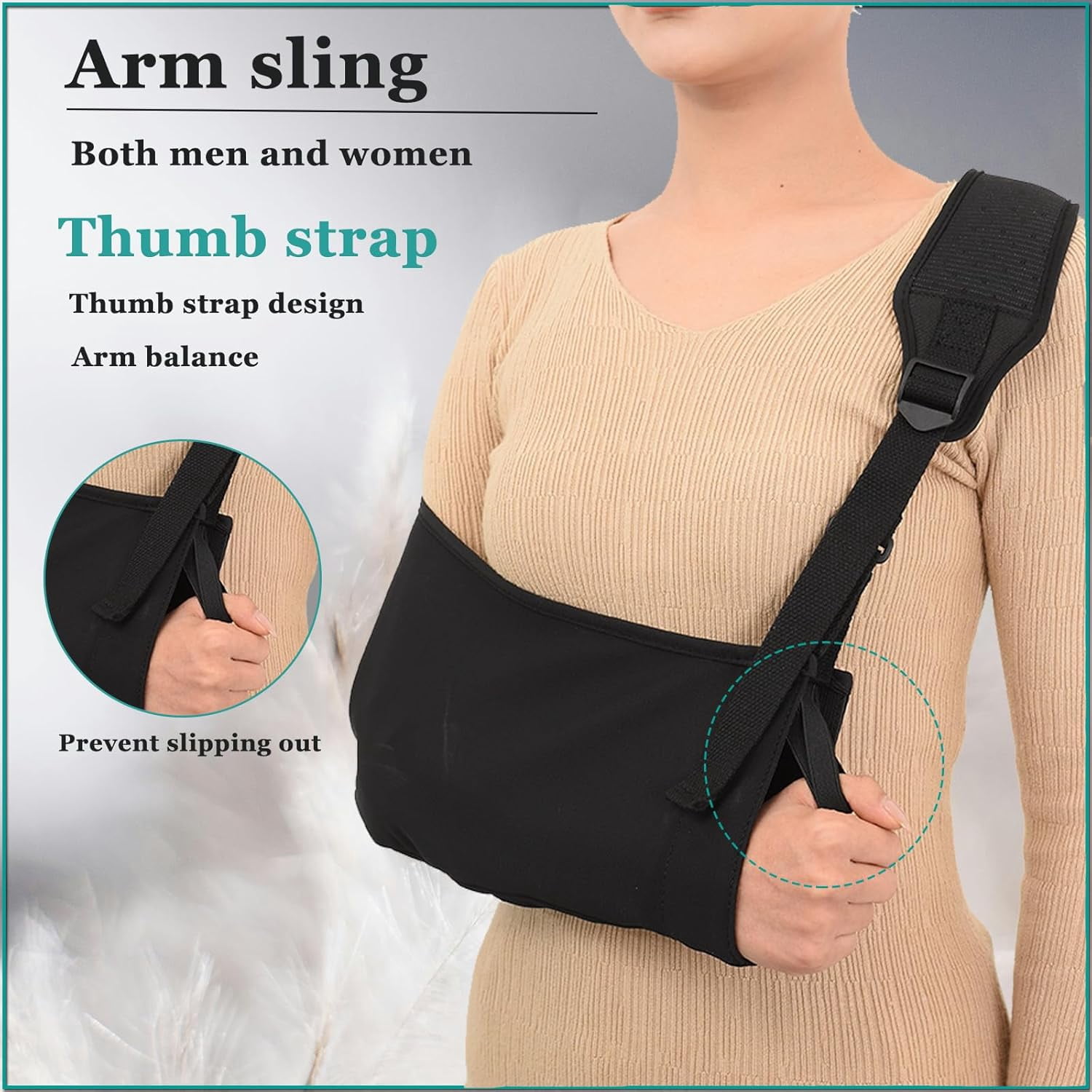 Arm Sling Shoulder Injury Immobilizer, Breathable Rotator Cuff with Shoulder Pad Left and Right Support Torn Brace for Broken Wrist Elbow Man Women